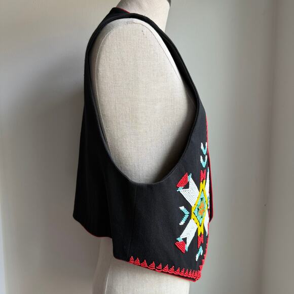 Hairston Roberson Ropa Embroidered Vest 1992 Black Cotton USA M/L - Picture 4 of 11
